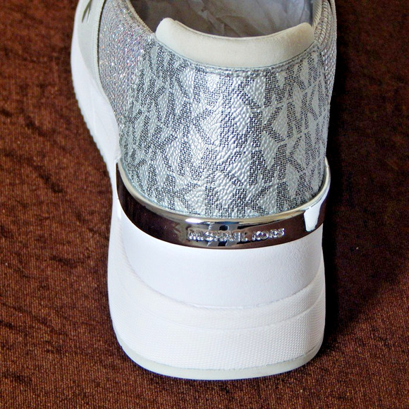 Michael Kors Felix Trainer Silver Rainbow Glitter Wedge Sneaker Shoe 8.5 M NIB - Picture 8 of 11